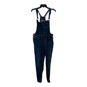 Blue Denim Overalls with Adjustable Straps and Tapered Legs